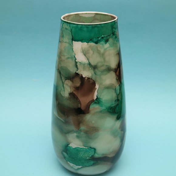 Vintage Contemporary Mottled Glass Vase | Franco of Italy Style | Marbled Vase - Picture 4 of 6